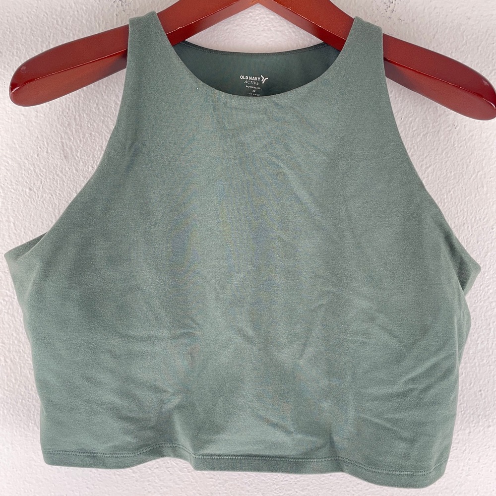 Old Navy Active PowerChill Sports Bra Sage Olive Green 2X Gymshark Pilatescore